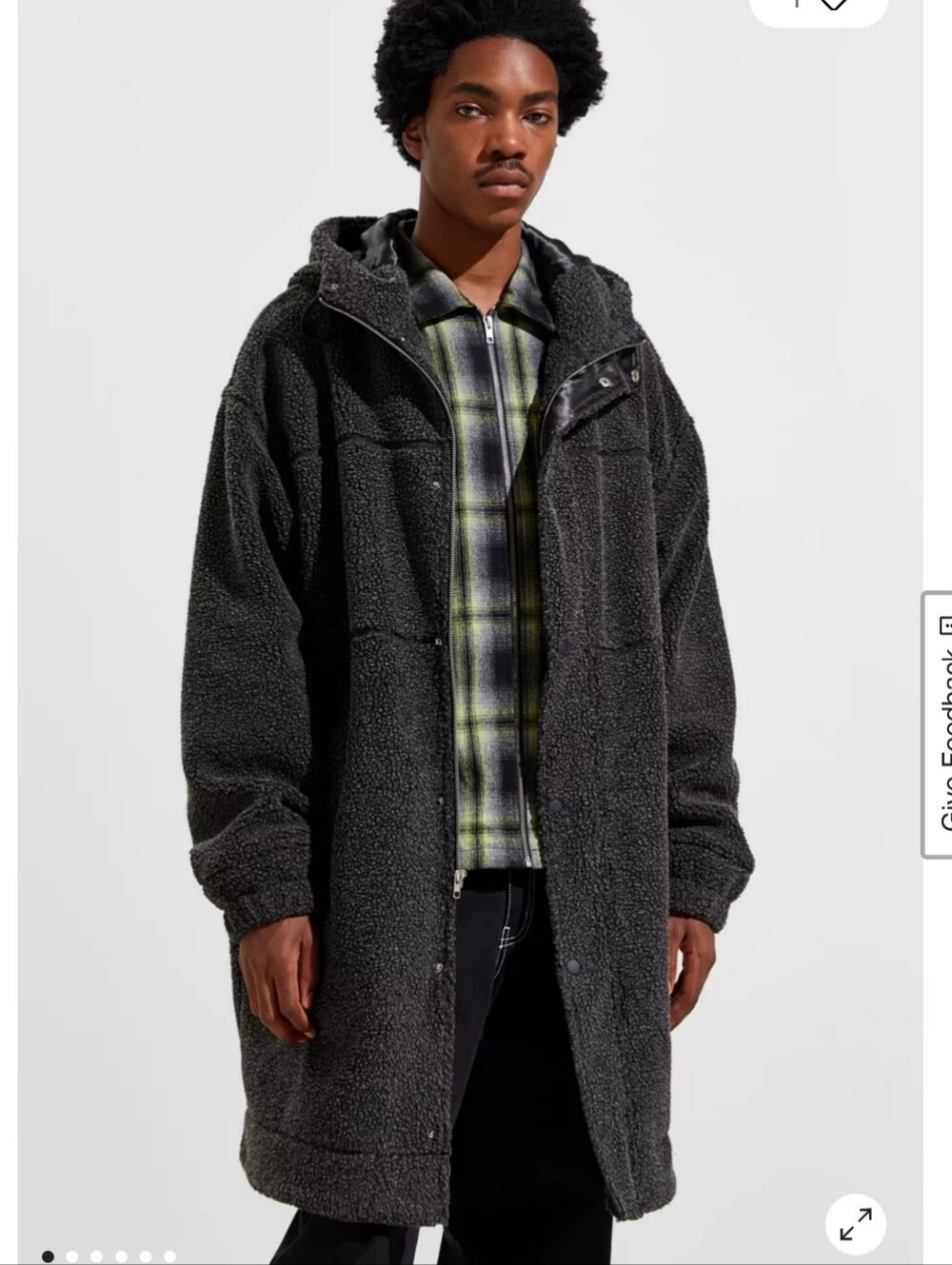 Urban Outfitters Gray Sherpa Coat With Attached Hood Pockets Fully Lines Size M